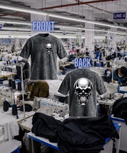 The Skull Oversized Graphic Printed Acid Wash T-Shirt for Men
